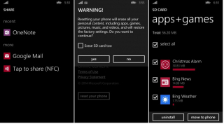 Windows Phone 8.1 alkalmazások az SD kártyára és több kijelölt alkalmazás törlése