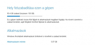 [Windows 8.1] Lemezterület és telepített applikációk mérete